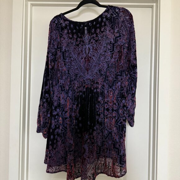 Free People Sz Small Crushed Velvet Whimsigoth witchy Mirror Mirror babydoll - Picture 5 of 16